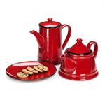 Enamel Look Teapot Red , 32oz