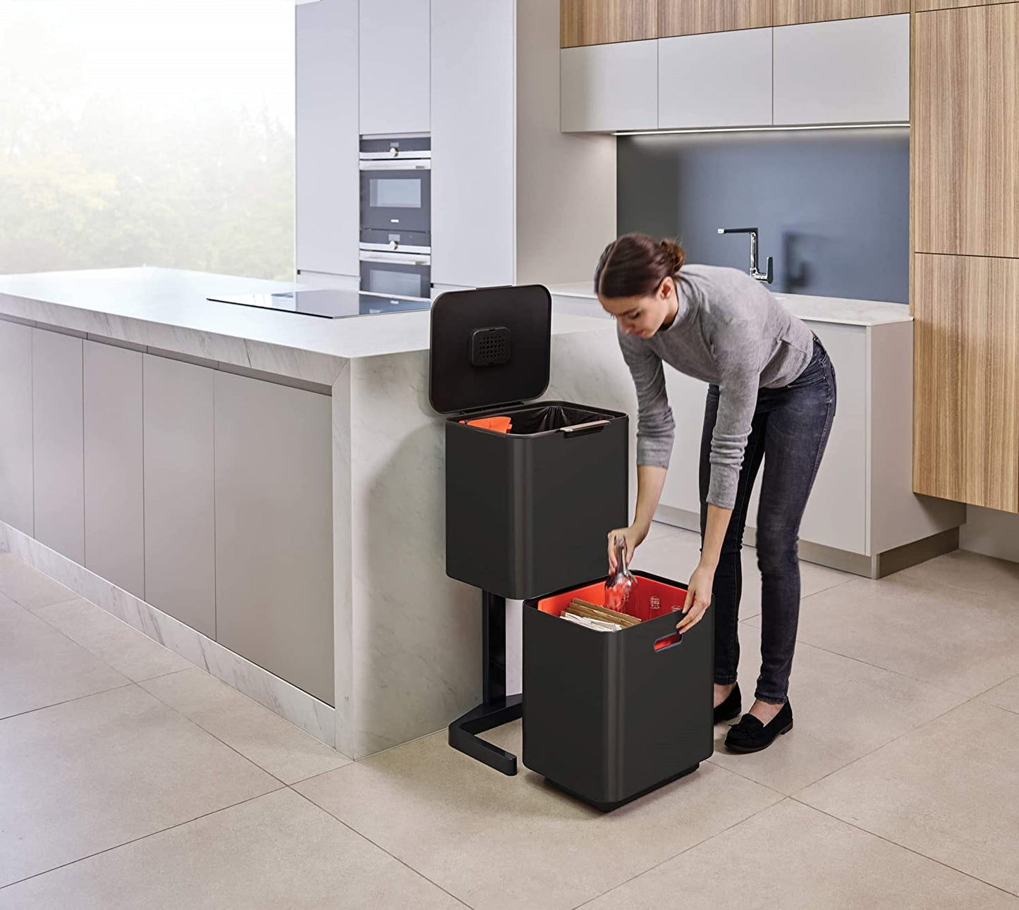 Totem Max 60L Recycling Bin CARBON BLACK