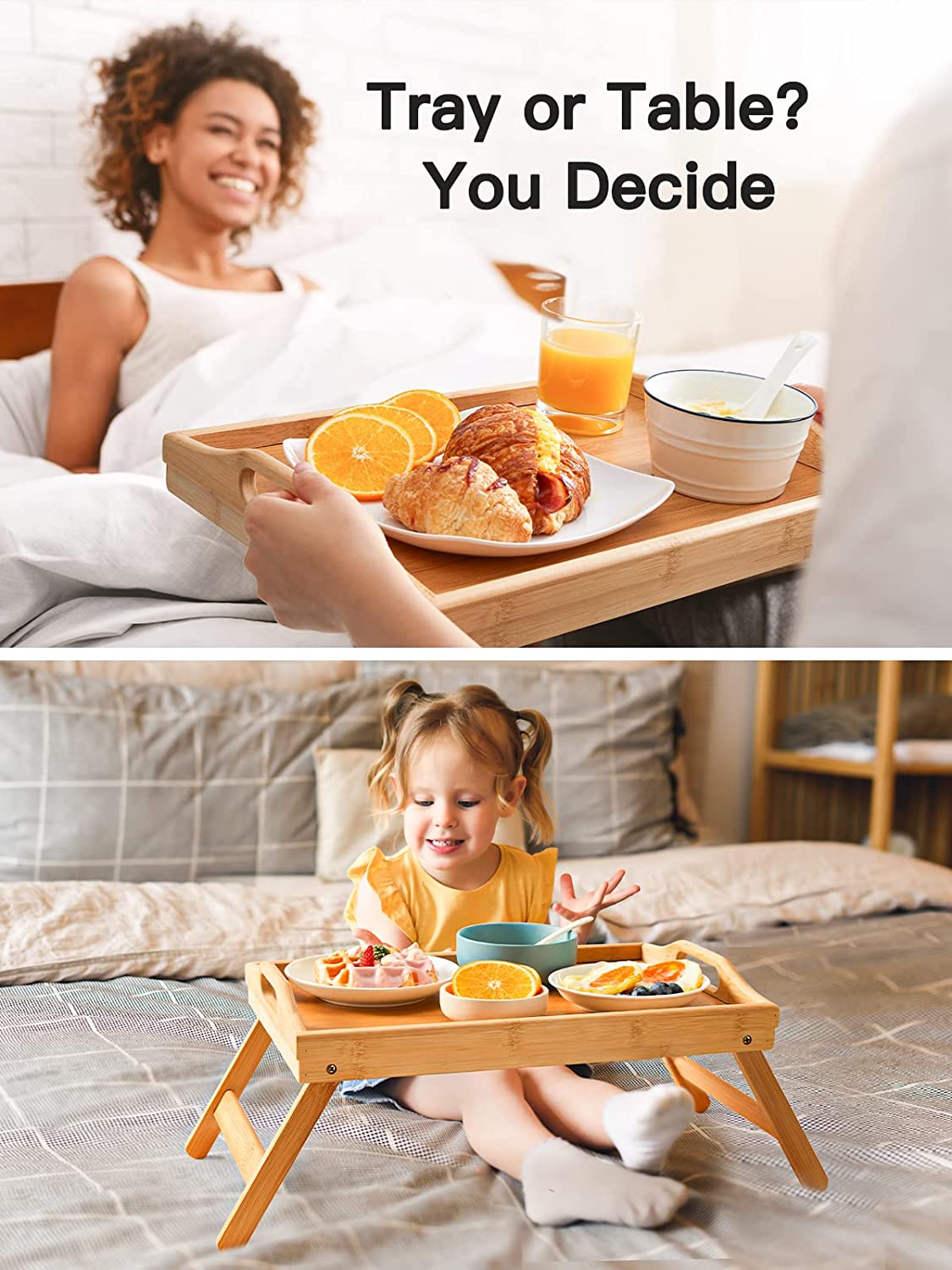 Bamboo Folding Breakfast Tray BLACK