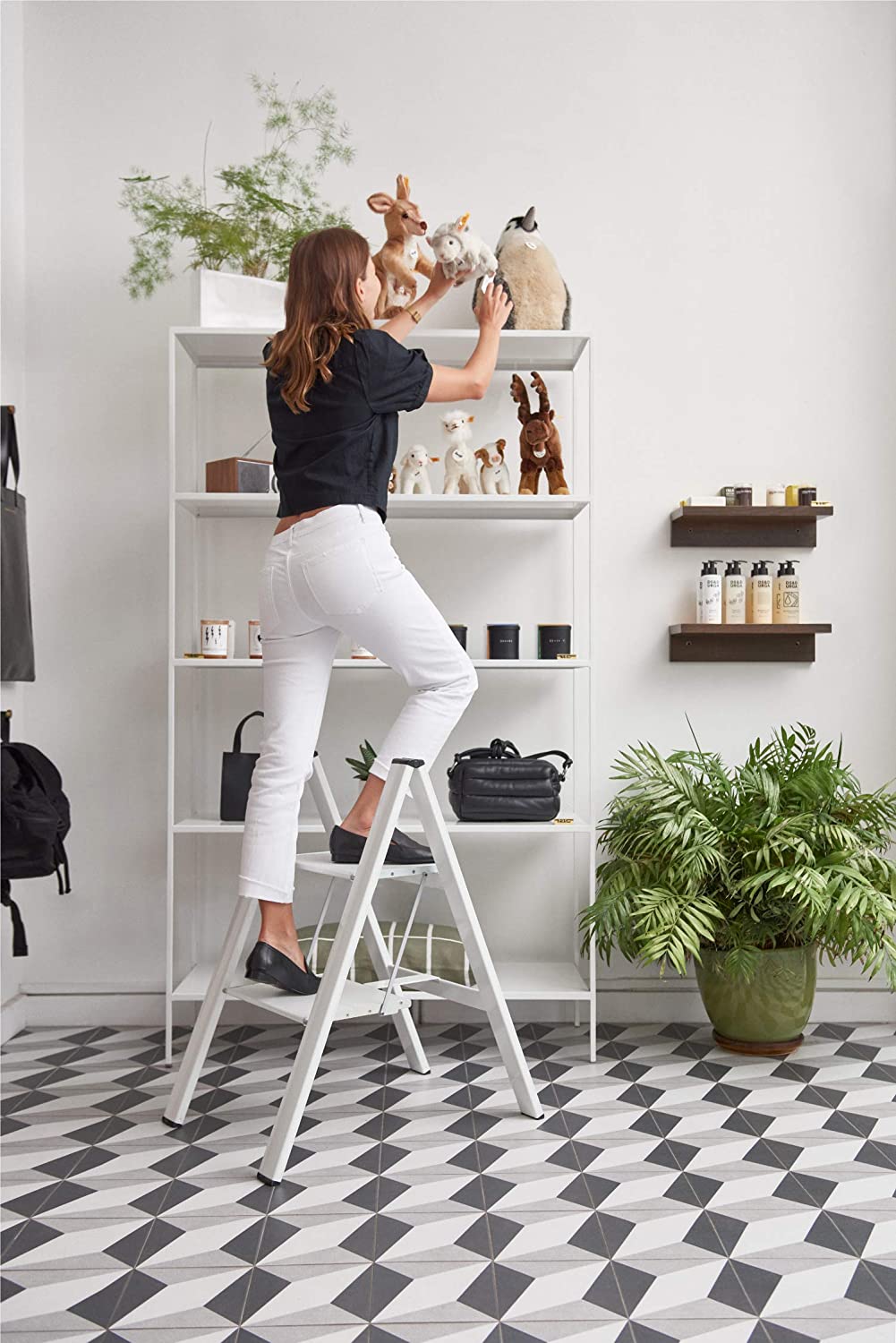 Slim Step stool 2 step white
