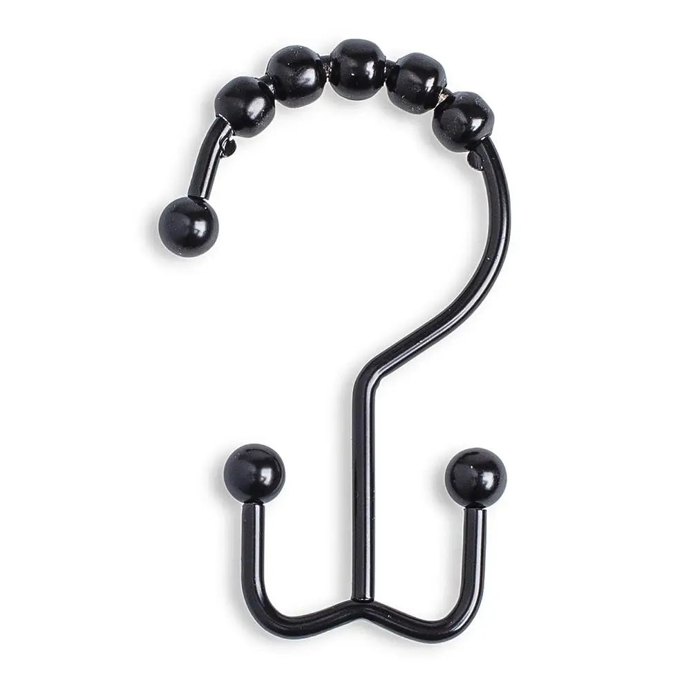 Annex Double Shower Curtain Roller Hooks / Black