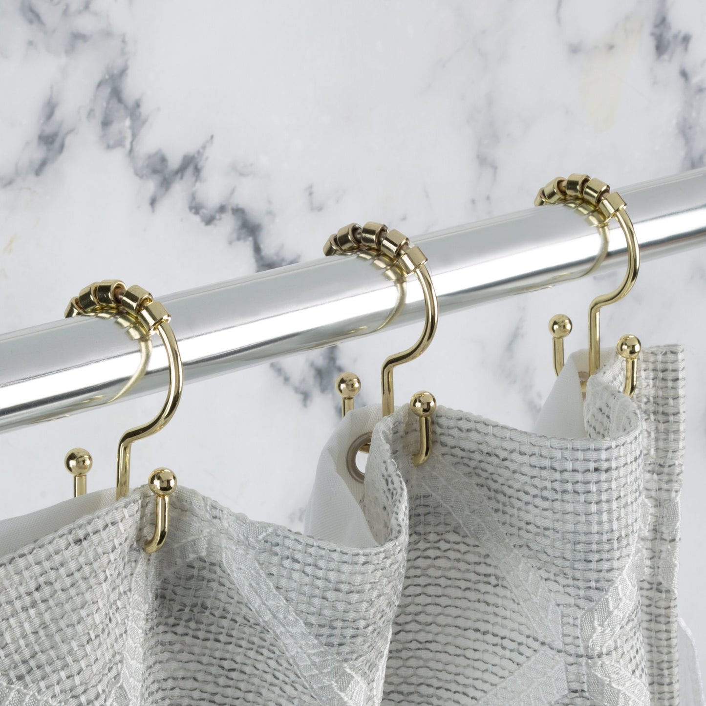 Annex Double Shower Curtain Roller Hooks / Gold