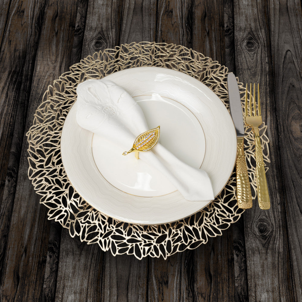 Floret Round Gold Vinyl Placemat