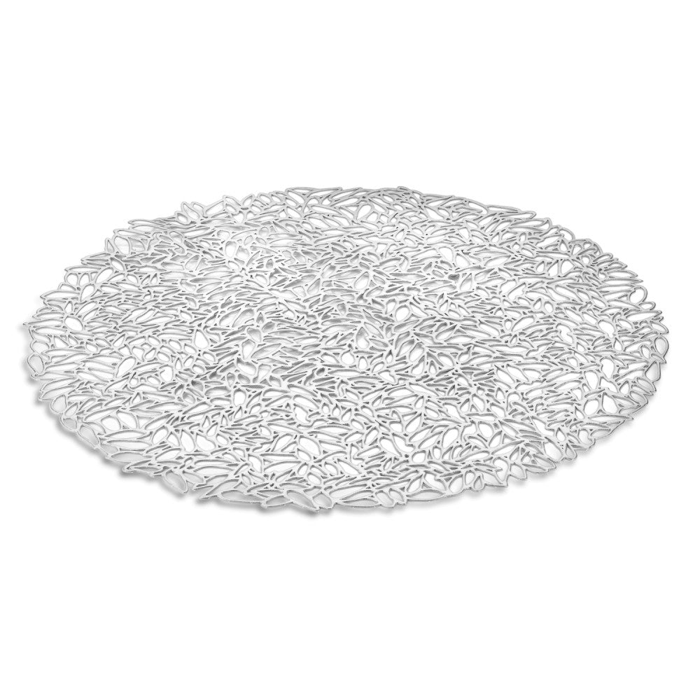 Floret Round Silver Vinyl Placemat 38 cm Set of 4