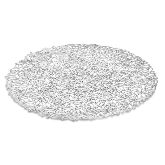 Floret Round Silver Vinyl Placemat 38 cm Set of 4