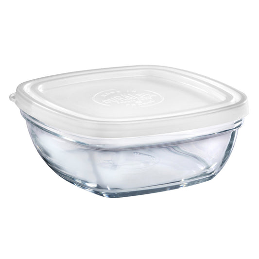 Freshbox Square Stackable Bowl with White Lid 17cm