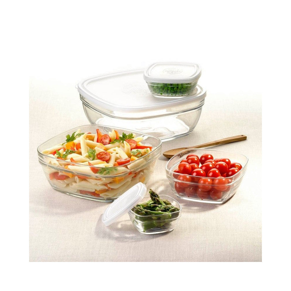 Freshbox Square Stackable Bowl with White Lid 17cm