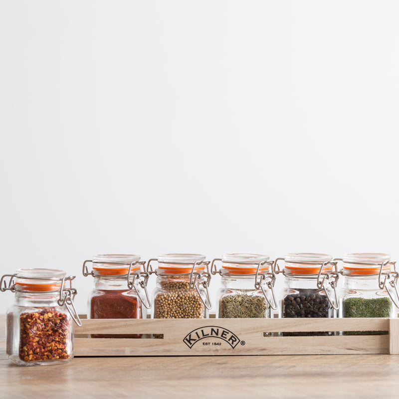 Glas Clip Top Spice Jar Set