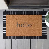 Printed layered floor Hello outdoor mat