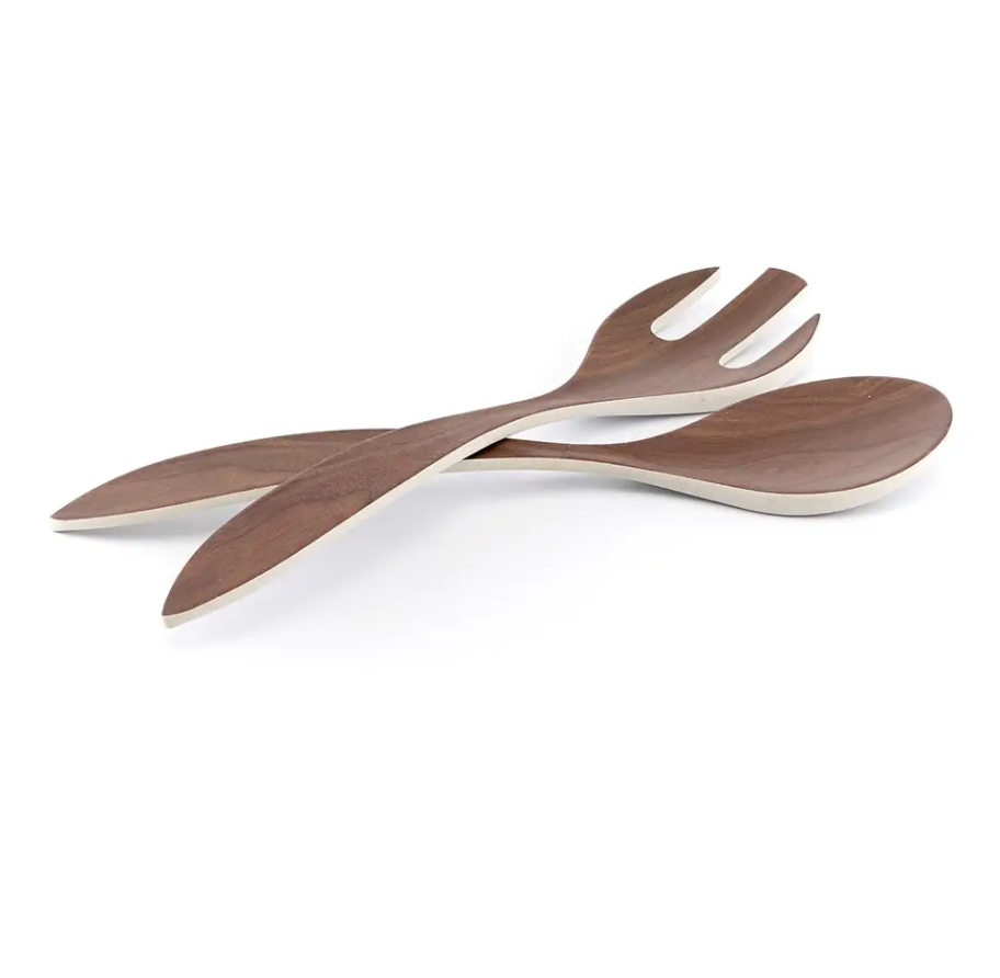 Walnut Bamboo Salad Server Set/2 WHITE