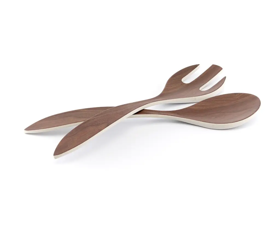 Walnut Bamboo Salad Server Set/2 WHITE