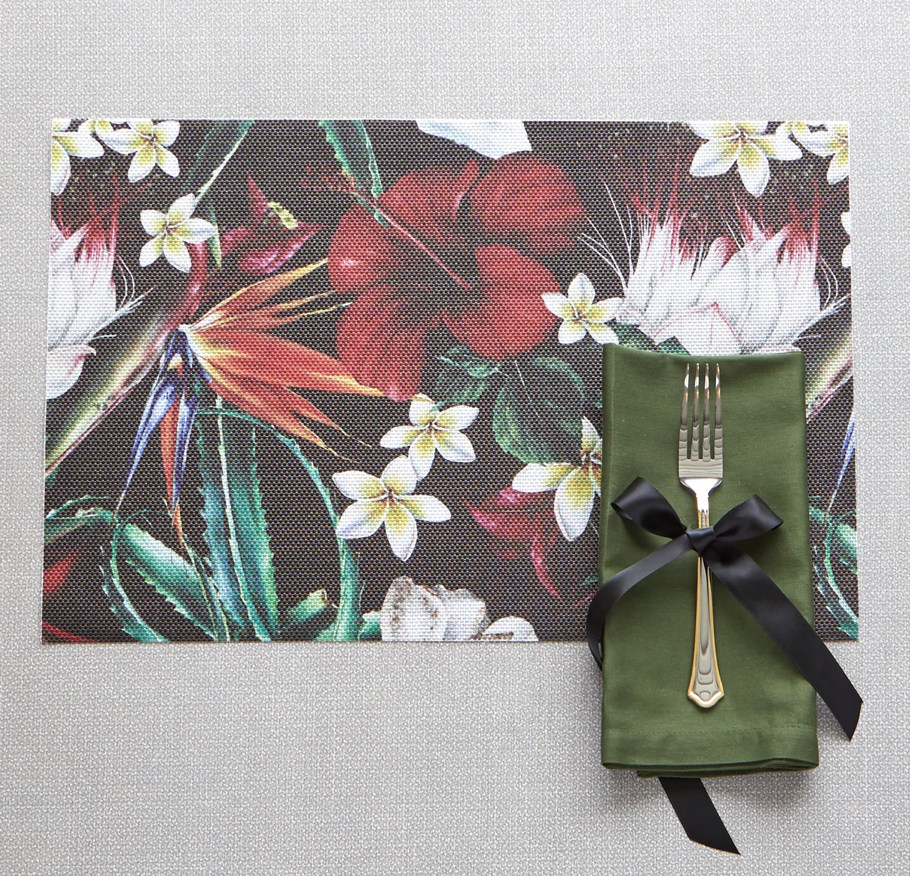 Vinyl Placemat, Midnight Tropical Printed