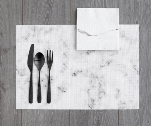 Vinyl Placemat Marble printed  White