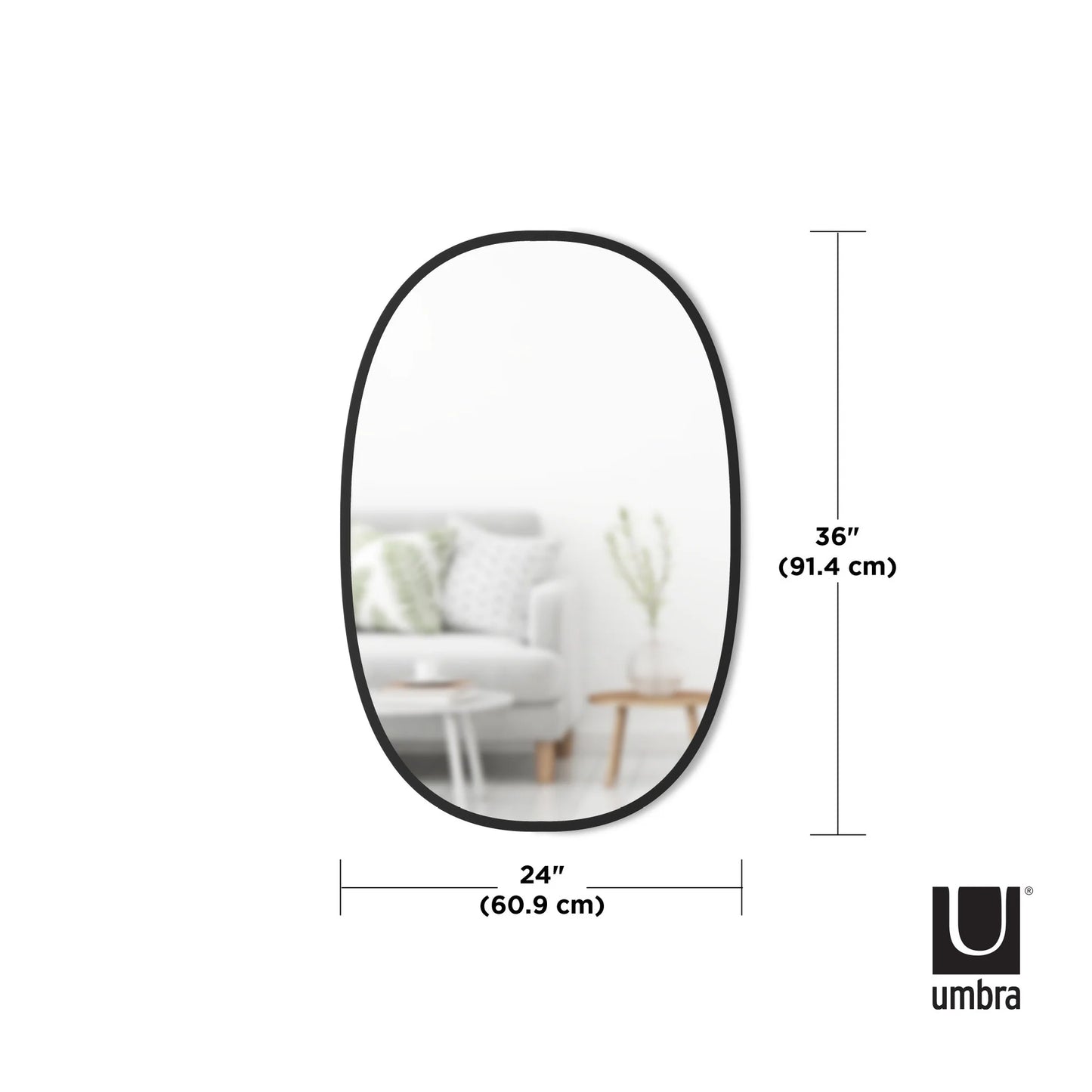 Hub Oval wall Mirror 2'X3' - black