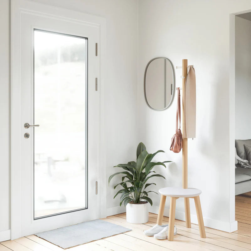 Pillar stool coatrack WHITE/NATURAL