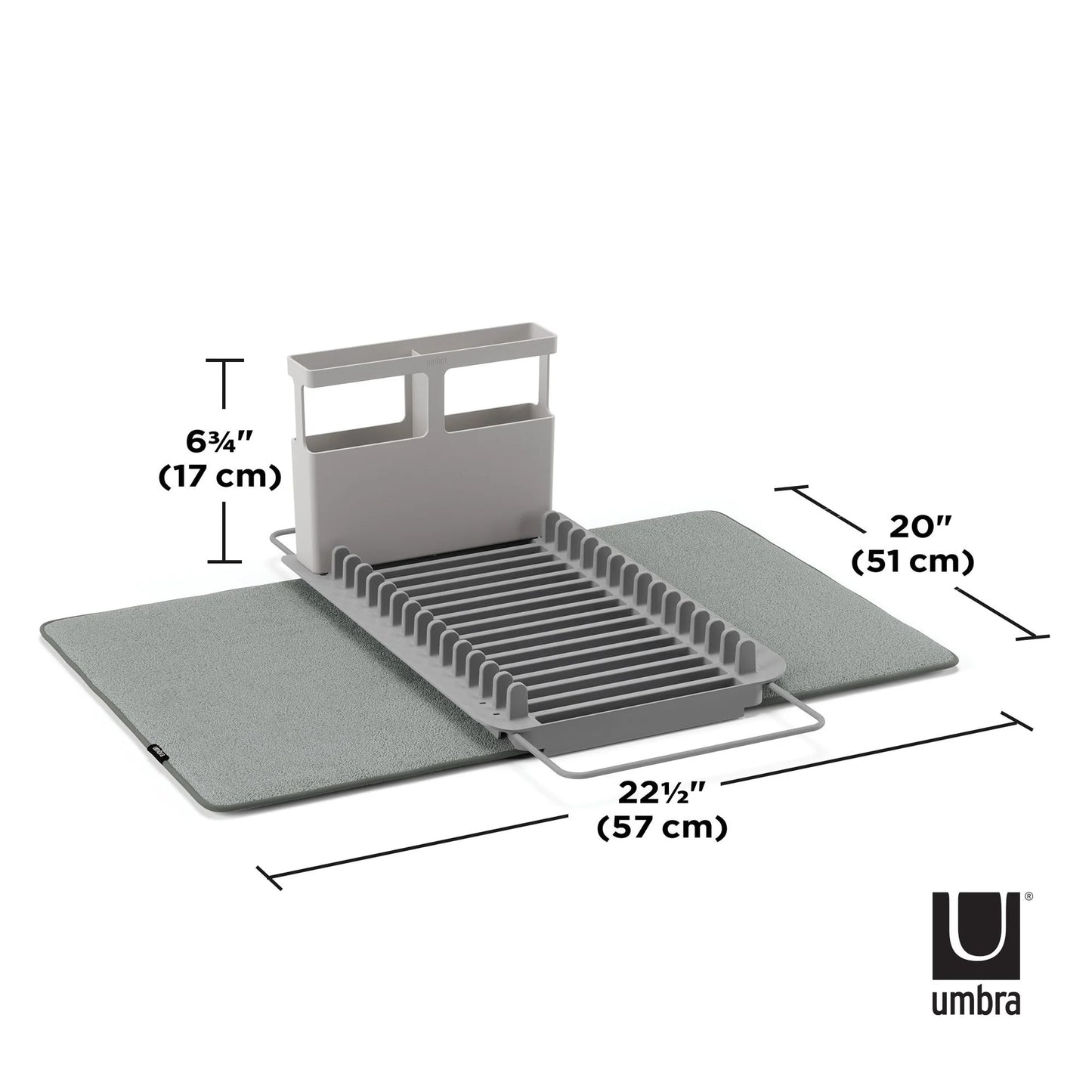 UDry Over The Sink Dish Rack With Dry Mat / Charcoal