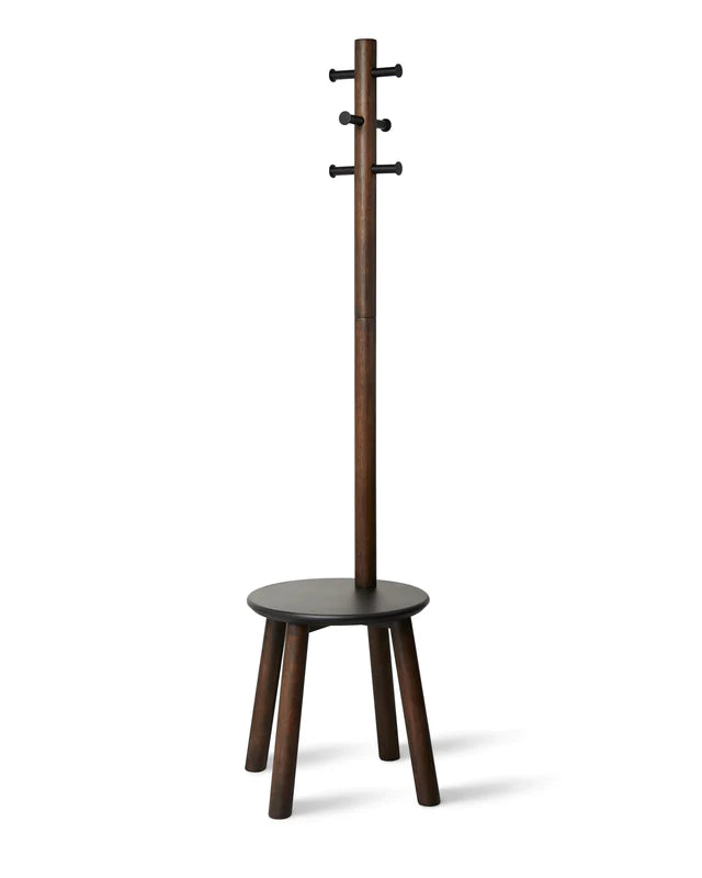 Pillar stool coatrack BLACK-WALNUT