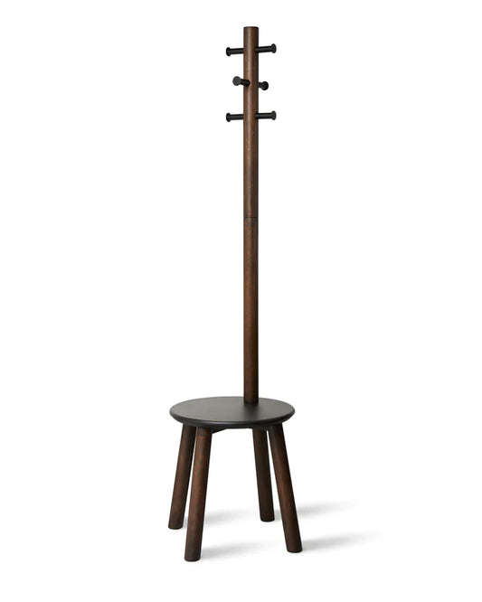 Pillar stool coatrack BLACK-WALNUT