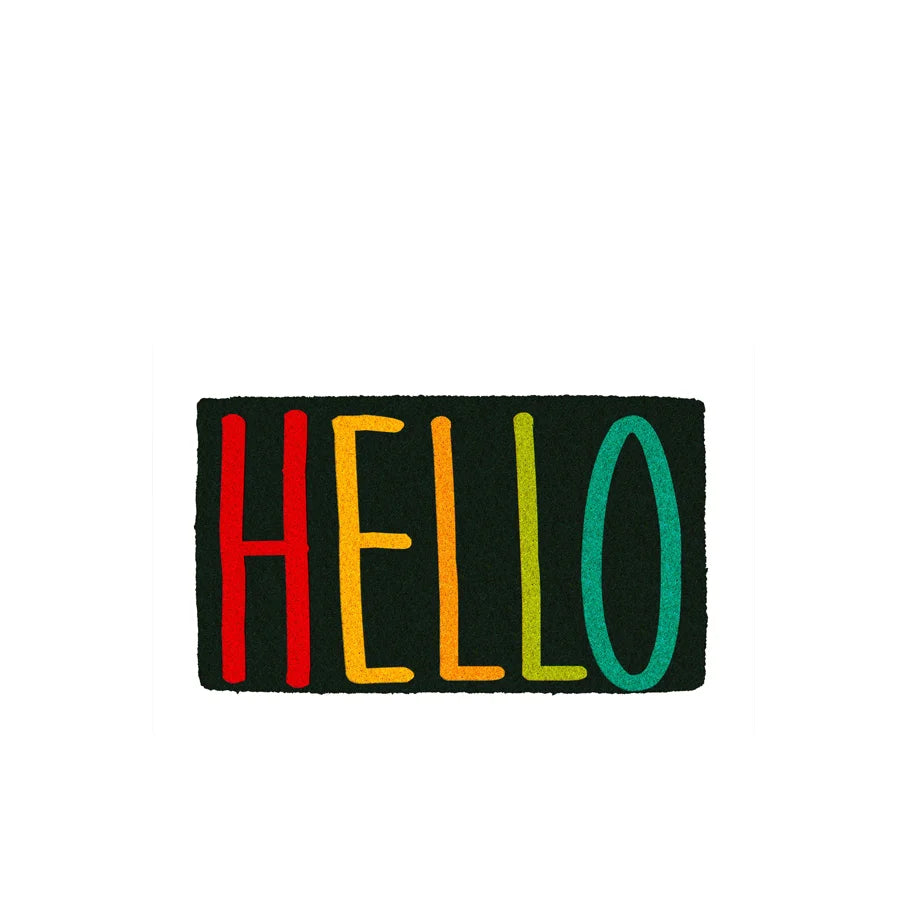 Printed floor HELLO outdoor door mat