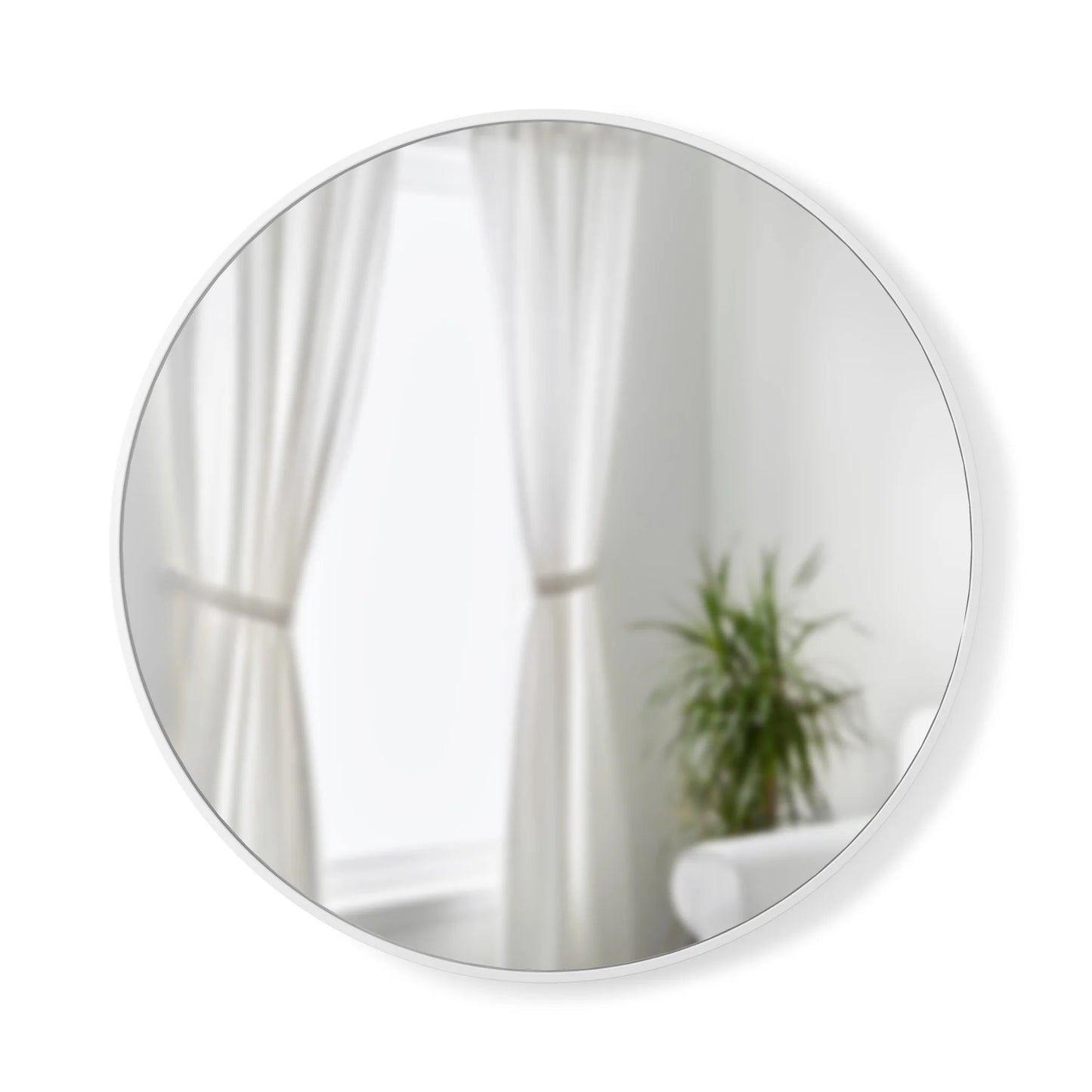 Hub Round Wall Mirror 37" - white