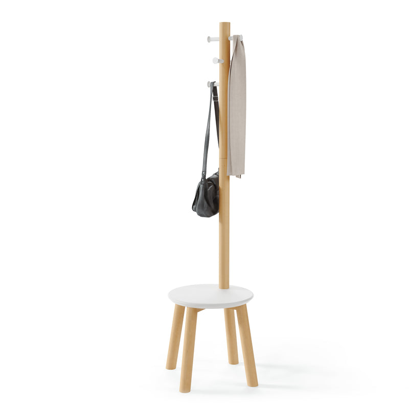 Pillar stool coatrack WHITE/NATURAL