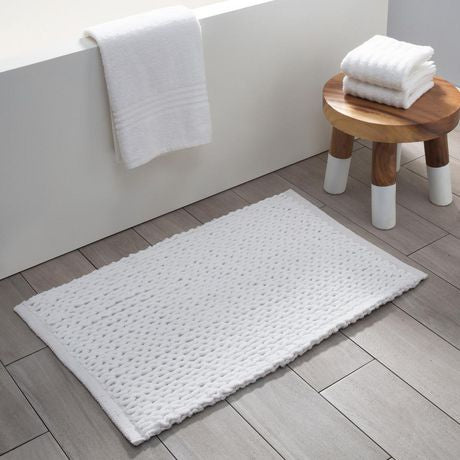 Braided Bath Mat marble White