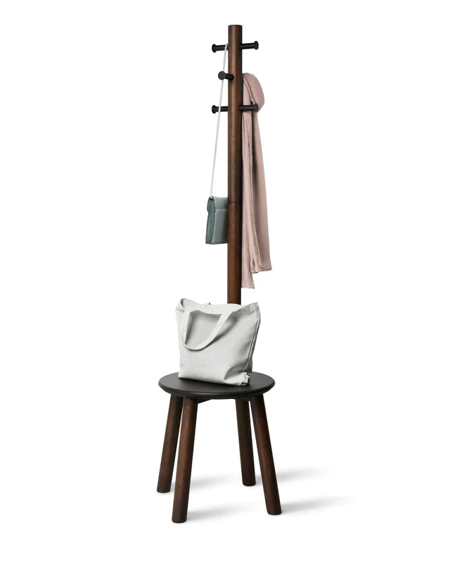 Pillar stool coatrack BLACK-WALNUT