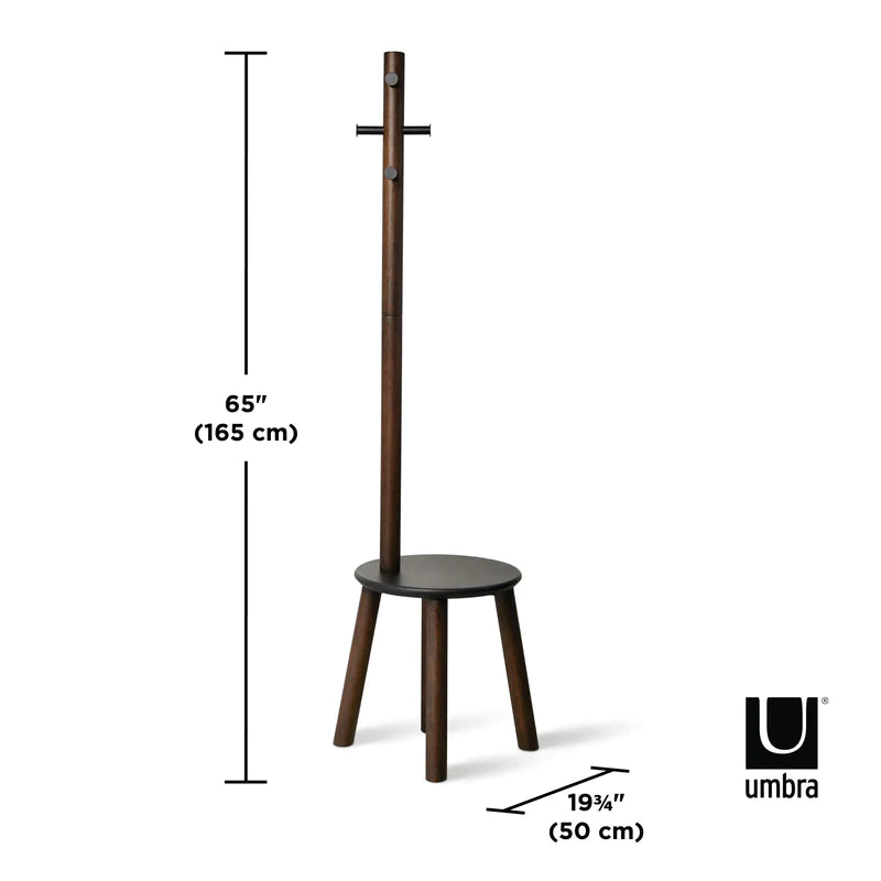 Pillar stool coatrack BLACK-WALNUT