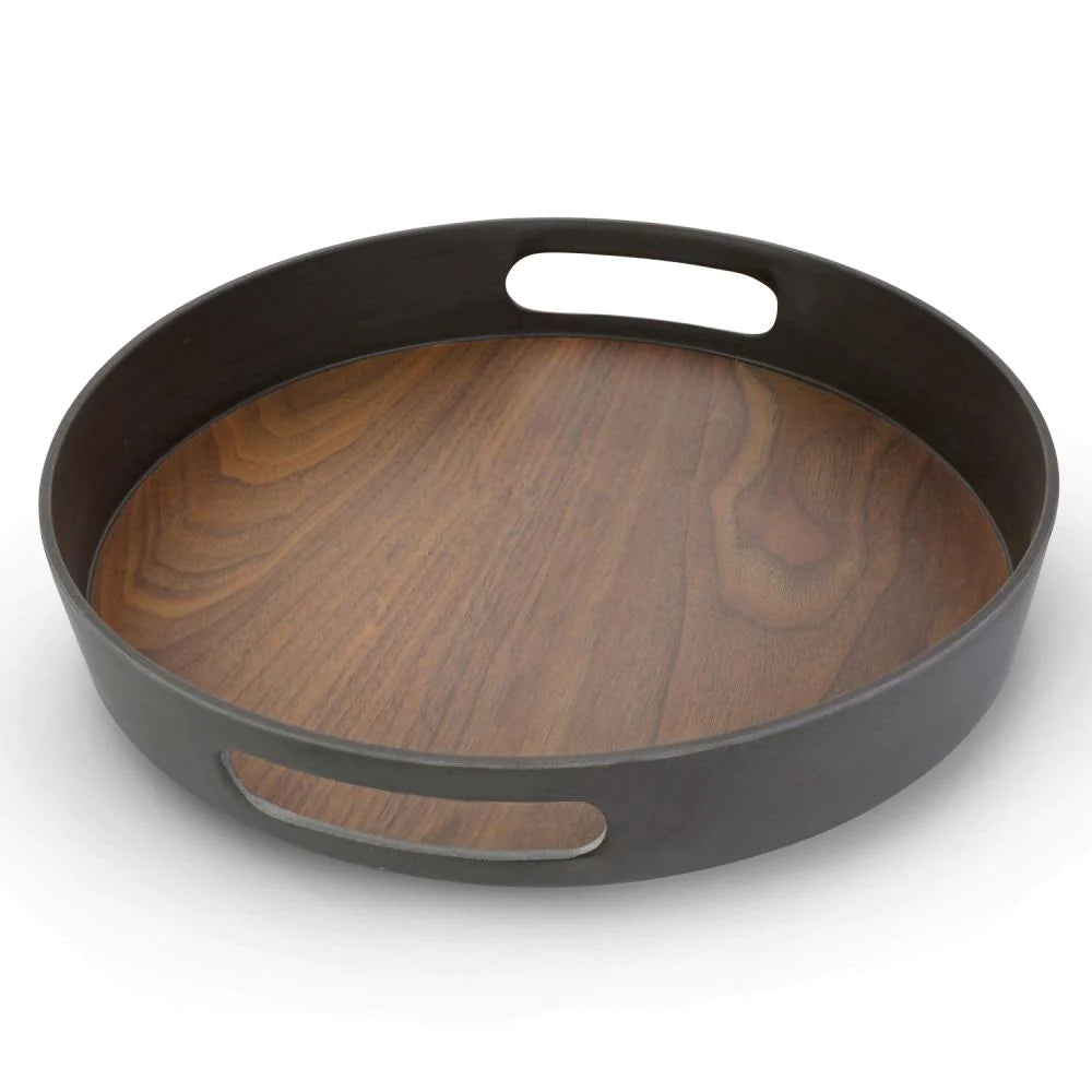 Round Tray Walnut Bamboo 15in