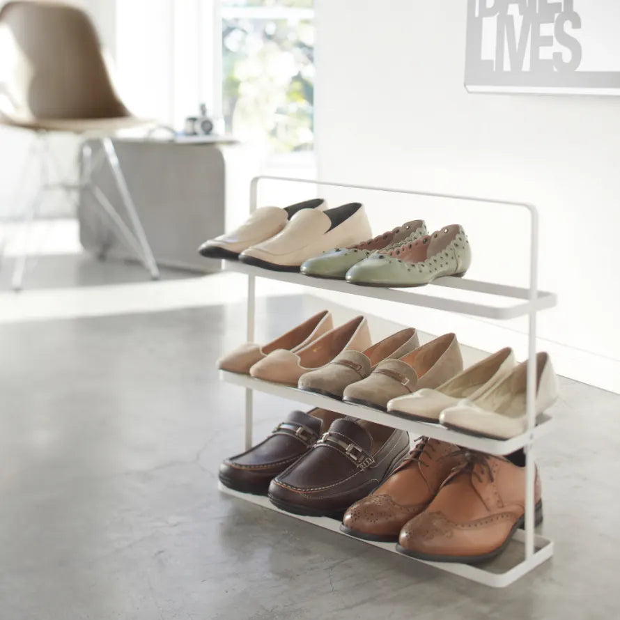 Tower shoe Rack Wide White Yamazaki