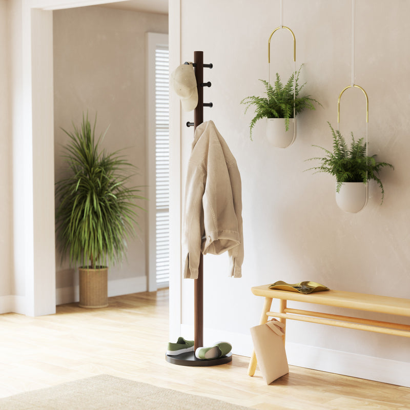 Pillar stool coatrack BLACK-WALNUT